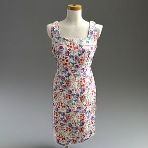Ann Taylor Cotton Summer Spring Print Floral MIDI Dress Sz 6